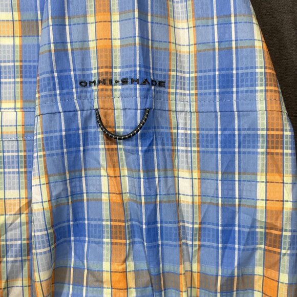 Columbia Mens XL Blue Orange Plaid Long Sleeve Button-Up Shirt Vented Fishing - Picture 14 of 15